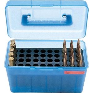 Mtm deluxe h-50 series rifle ammo box clear blue