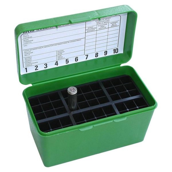 Mtm deluex h-50 series rifle ammo box 50 round capacity green