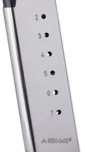 Mec-gar 1911 officer handgun magazine with removable buttplate & follower. 45 acp ht nickel 7 rds high cap