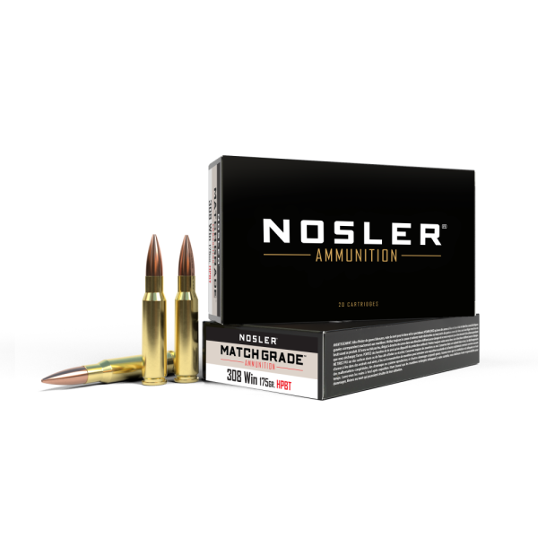 Nosler match grade rifle ammunition. 308 win 175 gr cc 2500 fps - 20/box