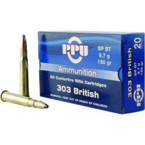 Ppu rifle ammunition. 303 british 174 gr fmj 2400 fps 20/ct
