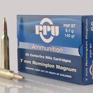 Ppu rifle ammunition 7mm rem mag 140 gr psp 2600 fps - 20/ct