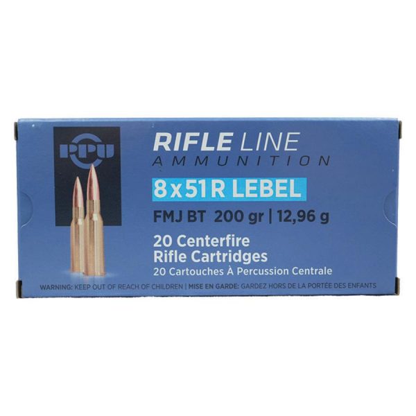 Ppu metric rifle ammunition 8x51r lebel 200gr fmj-bt 2300 fps 20/ct