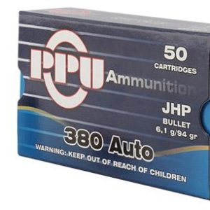 Ppu handgun ammunition. 380 acp 94 gr jhp 951 fps 951 fps 50/ct
