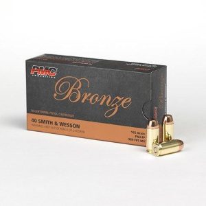 Pmc bronze handgun ammunition. 40 s&w 165 gr fmj 989 fps 50/ct