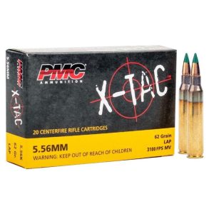 Pmc x-tac rifle ammunition 5. 56 nato 62 gr green tip 3100 fps 20/ct