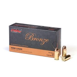 Pmc bronze handgun ammunition 9mm luger 115 gr. Jhp 1160 fps 50/ct