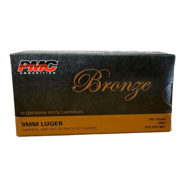 Pmc bronze handgun ammunition 9mm luger 147gr fmj 975 fps 50/ct