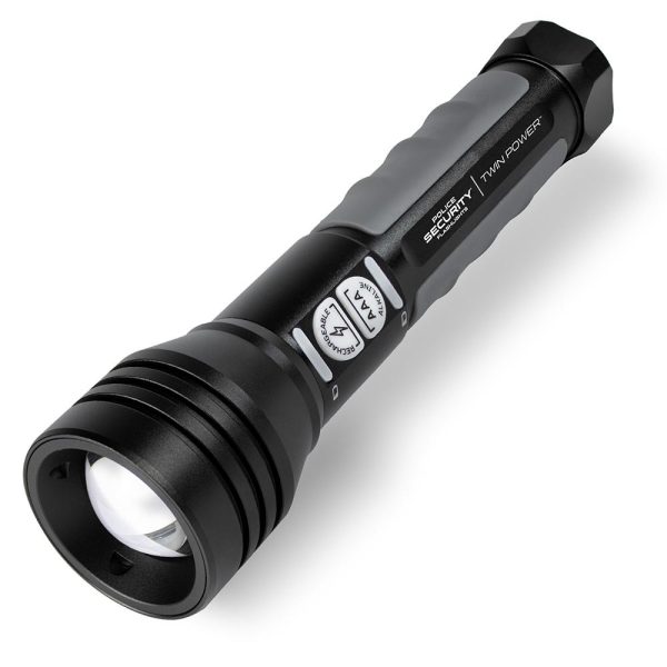 Police security flashlights twin power flashlight 600 lumens black