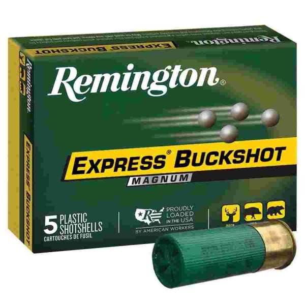 Remington express magnum buckshot shotshells 12 ga 3-1/2" 18 plts #00 1125 fps 5/ct
