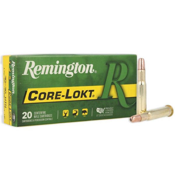 Remington core-lokt rifle ammunition. 30-30 win 170 gr hp 2200 fps 20/ct