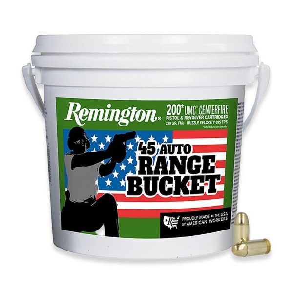 Remington umc "range bucket" handgun ammunition. 45 acp 230 gr fmj 835 fps 200/ct