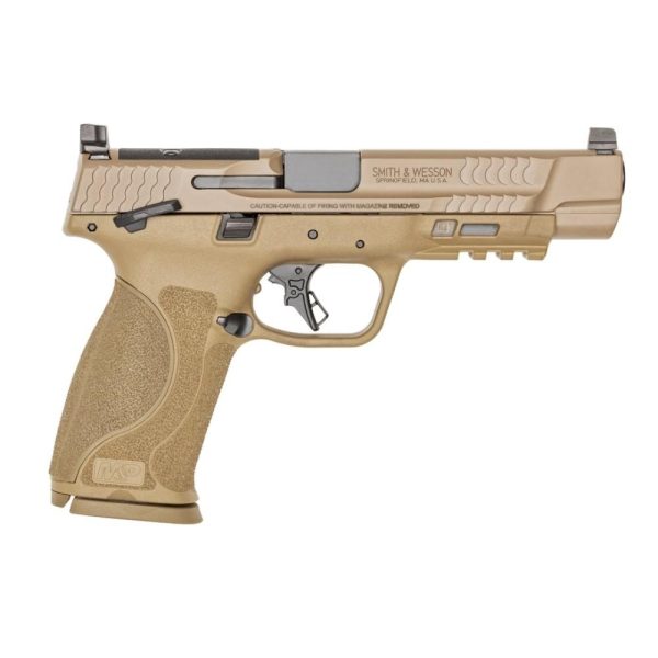 Smith & wesson m&p 9 m2. 0 full size handgun 9mm luger 17rd magazine 5" barrel fde optics ready