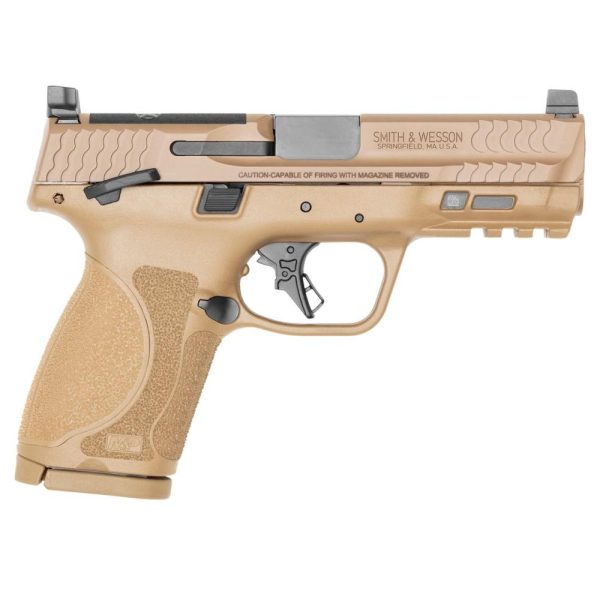 Smith & wesson m&p 9 m2. 0 compact handgun 9mm luger 15rd 4" barrel fde optic ready thumb safety