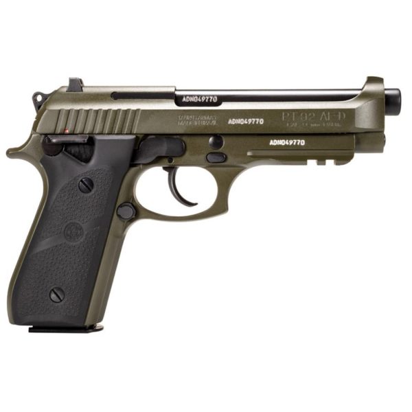 Taurus pt92 handgun 9mm luger 17rd magazines (2) 5" barrel od green black hogue grip