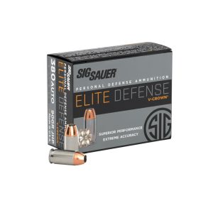 Sig sauer elite performance pistol ammunition. 380 acp 90 gr elite v-crown jhp box 20