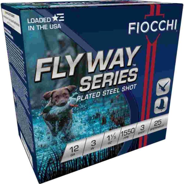 Fiocchi flyway steel shotshells 12ga 3" 1-1/5oz 1550fps #3 25/ct