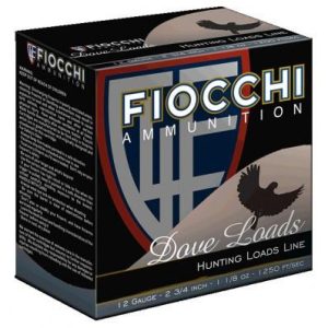 Fiocchi lead dove & quail shotshells 12ga 2-3/4 in 1-1/8 oz #8 1250 fps 25/ct