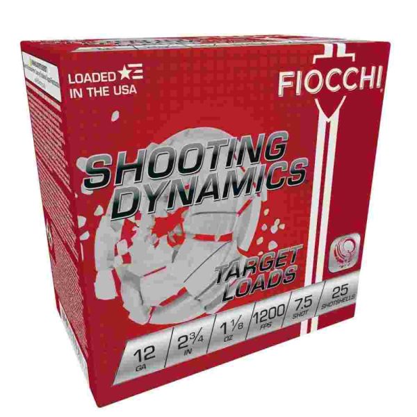 Fiocchi shooting dynamics shotshells 12ga 2-3/4 in 1-1/8 oz #7. 5 1200 fps 25/ct