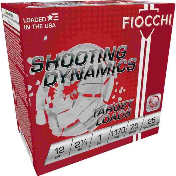 Fiocchi shooting dynamics shotshells 12ga 2-3/4 in1 oz #7. 5 1170 fps 25/ct