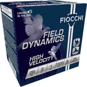 Fiocchi high velocity shotshells 28 ga 3" 1 oz 1300 fps #8 25/ct