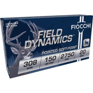 Fiocchi field dynamics rifle ammunition. 308 win 150 gr psp 2750 fps 20/ct