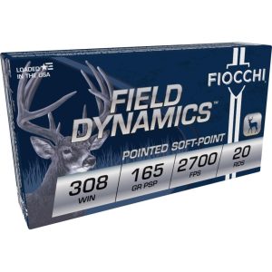 Fiocchi field dynamics rifle ammunition. 308 win. 165 gr psp 2700 fps 20/ct