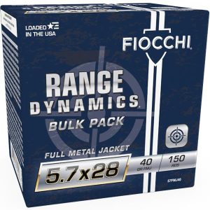 Fiocchi range dynamics handgun ammunition 5. 7x28 fn 41gr fmj 1700 fps 150/ct