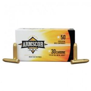 Armscor rifle ammunition. 30 carbine 110 gr fmj 1915 fps 50/ct