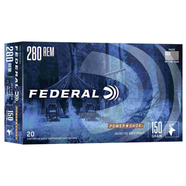 Federal power-shok rifle ammunition. 280 rem 150 gr sp 2890 fps - 20/ct