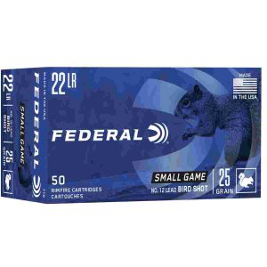 Federal game-shok rimfire ammunition. 22 lr 25 gr #12 bird shot 50/box