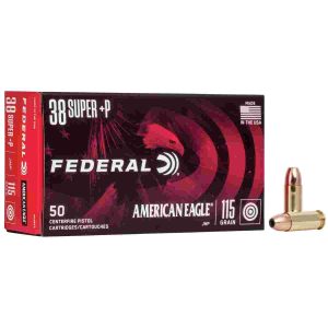 American eagle handgun ammunition. 38 super (+p) 115 gr jhp 1130 fps 50/box