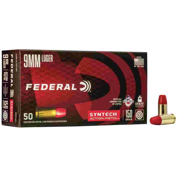 Federal american eagle syntech handgun ammuntion 9mm luger 150 gr tsj 50/ct