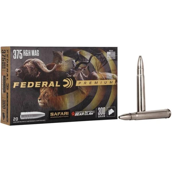 Federal premium cape-shok rifle ammunition. 375 h&h 300 gr tbbc 2400 fps - 20/ct