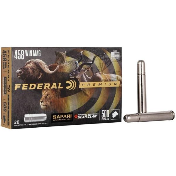Federal premium cape-shok rifle ammunition. 458 win mag 500 gr tbbc 2090 fps - 20/ct