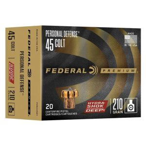 Federal hydra-shok deep handgun ammunition. 45 colt 210 gr jhp 913 fps 20/ct
