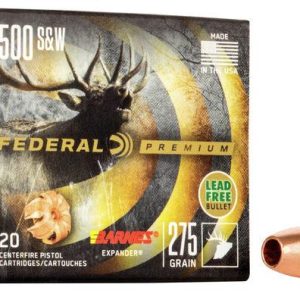 Federal premium vital-shok handgun ammunition. 500 s&w 275 gr bxp 1660 fps 20/box