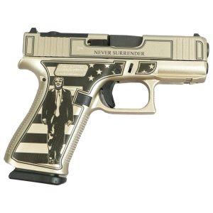 Glock 43x mos custom "trump fight/never surrender" handgun 9mm luger 10rd magazines (2) 3. 41" barrel fs with front rails austria