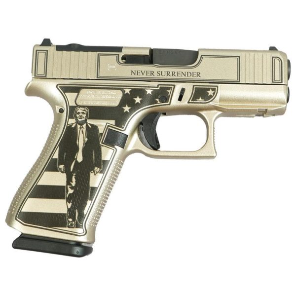 Glock 43x mos custom "trump fight/never surrender" handgun 9mm luger 10rd magazines (2) 3. 41" barrel fs with front rails austria