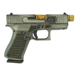 Glock 43x "trump" gold barrel edition handgun 9mm luger 10rd magazines(2) 3. 9" threaded barrel accessory rail usa made