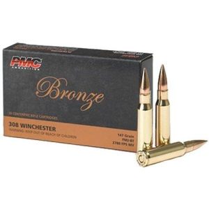 Pmc bronze rifle ammunition. 308 win 147 gr fmjbt 2780 fps 20/ct