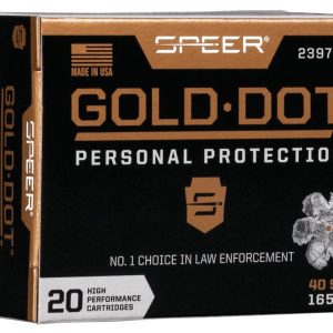 Speer gold dot handgun ammunition. 40 s&w 165 gr hp 1150 fps 20/ct