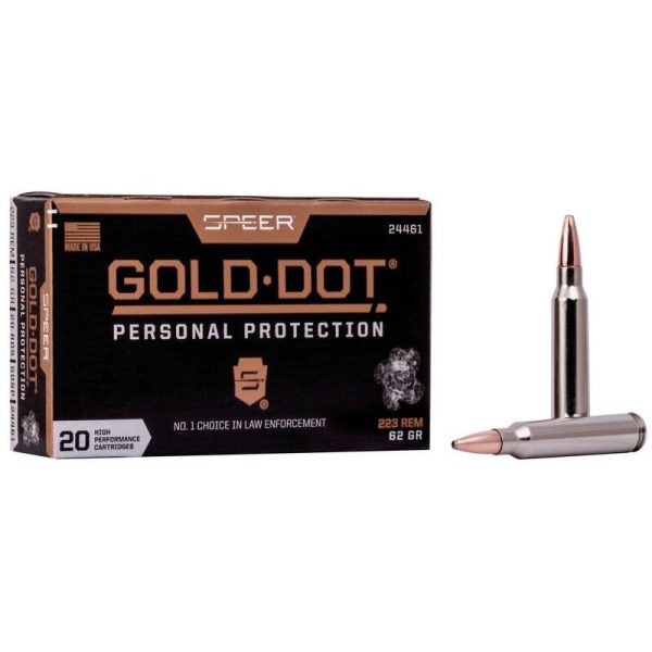 Speer gold dot rifle ammunition 223 rem 62gr sp 3000 fps 20/ct
