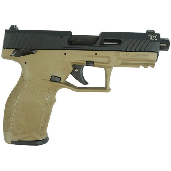 Taurus 2tx22 handgun. 22 lr 16(1)&22(1)rd magazines 4. 6" threaded barrel black slide/fde frame