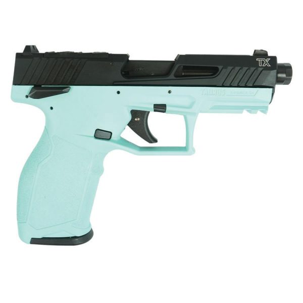 Taurus 2tx22 toro handgun. 22 lr 16(1)&22(1)rd magazines 4. 6" threaded barrel black slide/cyan frame