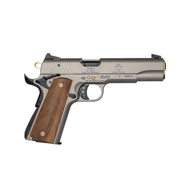 Ati gsg m1911 15th anniversary handgun. 22 lr 10rd magazine 5" barrel wood grip gold inlay