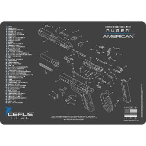 Cerus Gear Ruger American Handgun Schematic Cleaning Mat 12x17 Grey and Blue
