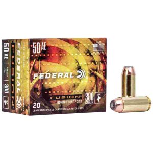Federal fusion handgun ammunition. 50 action express expfmj 300gr