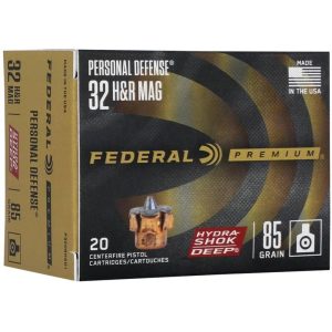 Federal hydra-shok deep handgun ammunition. 32 h&r 85 gr jhp 1025 fps 20/ct