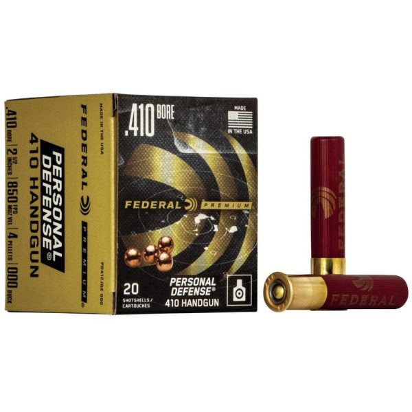 Federal premium personal defense 410 handgun shotshells 410 ga 2 1/2"  4 plts #000 850 fps 20/ct